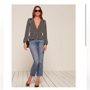 Reformation Black and White Striped Camilla Top